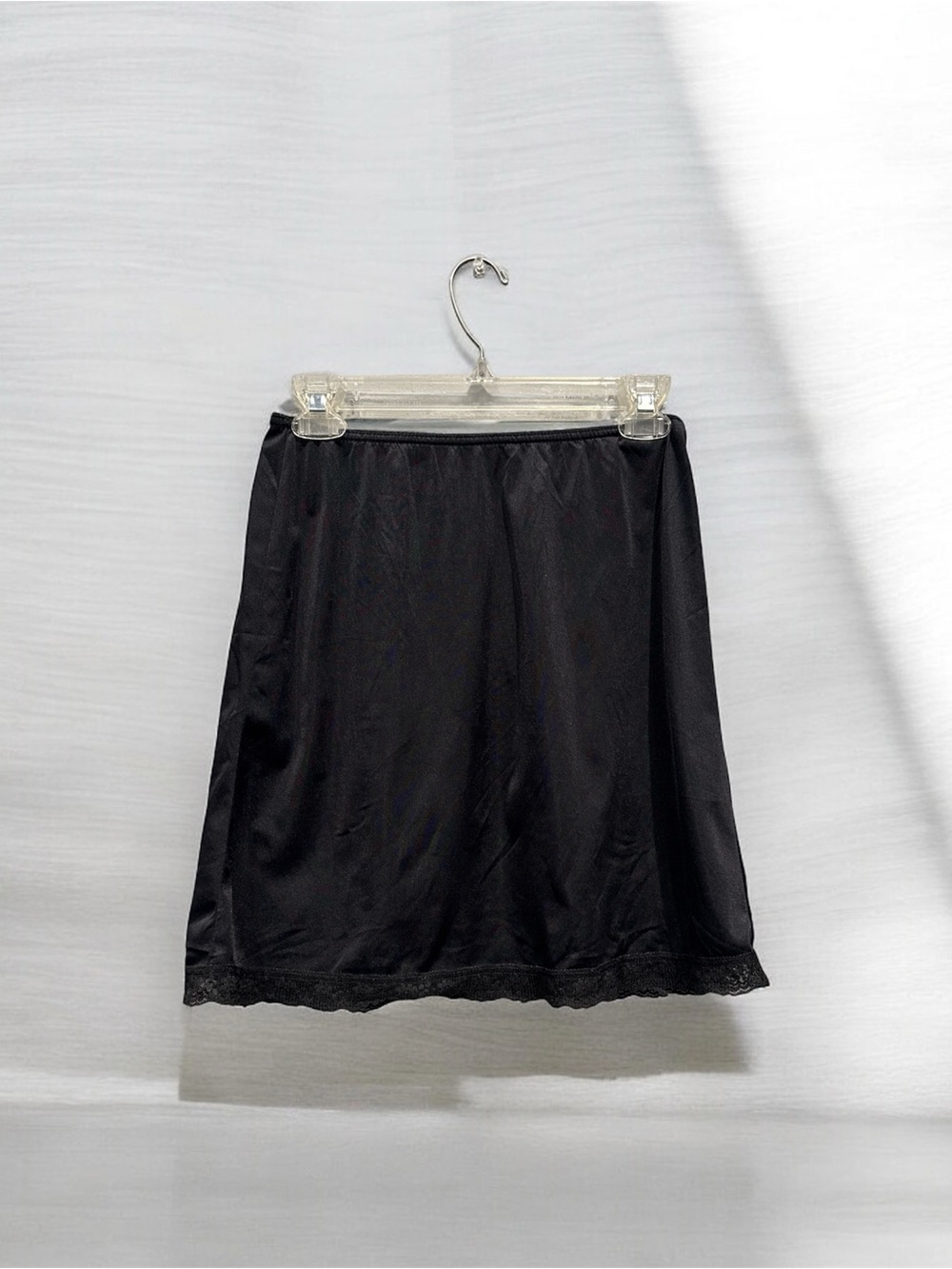 Classic Black Half Slip with Lace Hem
